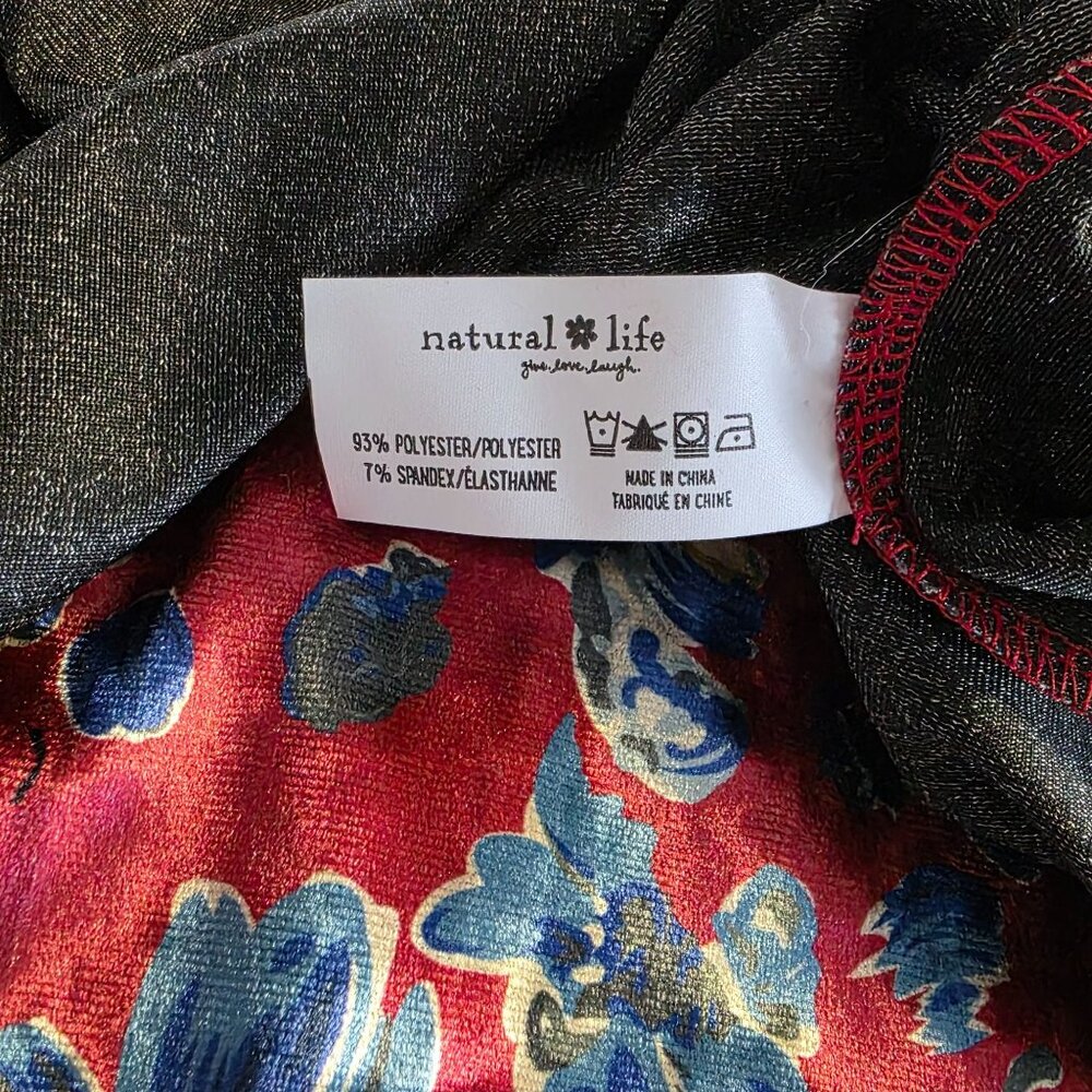 Natural Life Lisa Velvet Maxi Skirt Women Red Floral Large Boho Feminine - Picture 7 of 9